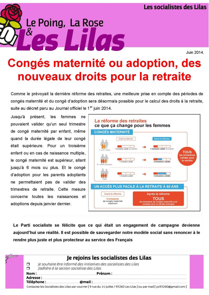 Tract retraite maternité adoption 8 juin 2014