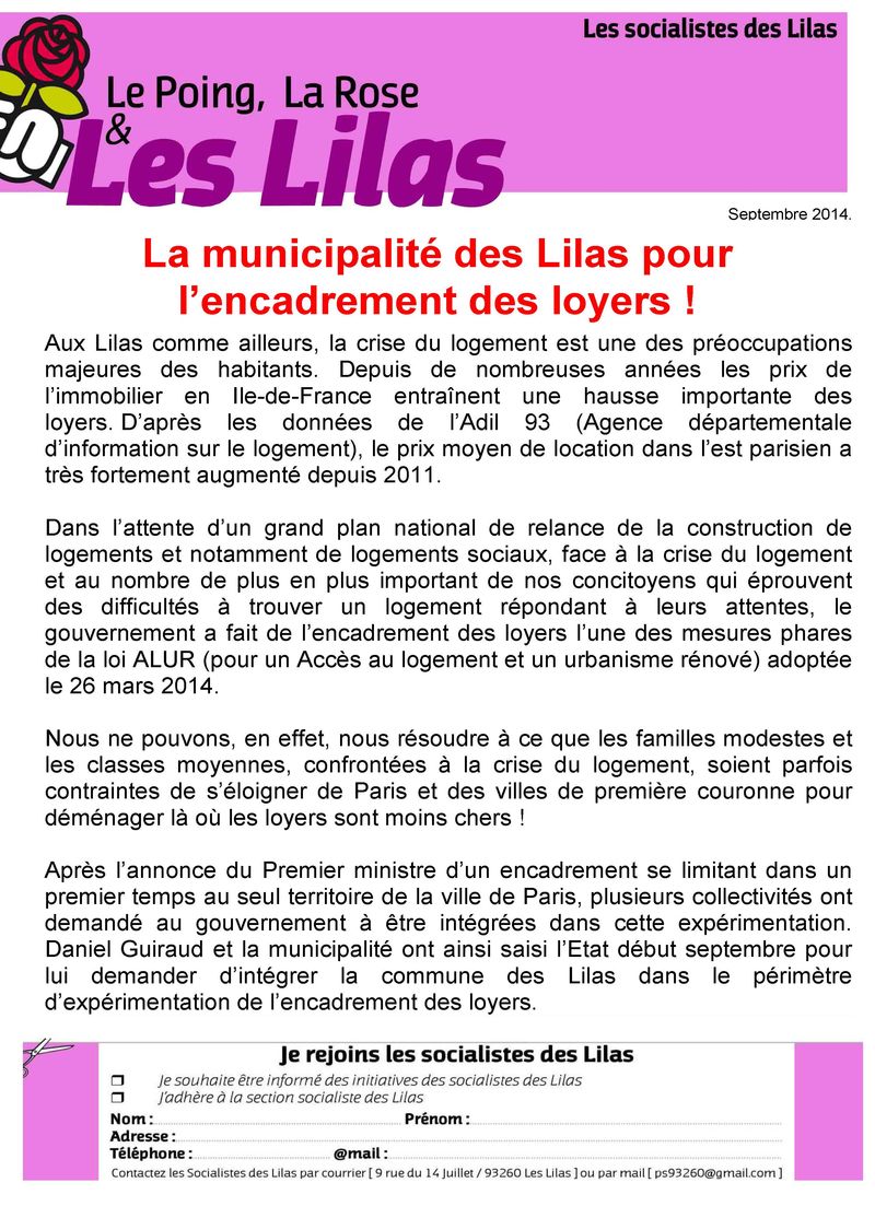 Tract encadrement des loyers sept 2014