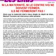 NI LA MATERNITE, NI LE CENTRE IVG NE DOIVENT FERMER. oct 2014-1